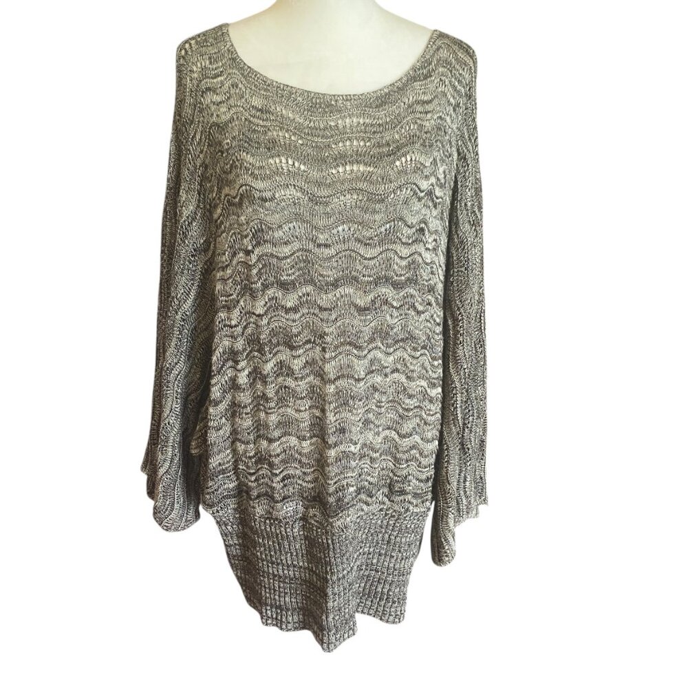 Venezia 18/20W stretchy heathered knit wide sleeved sweater wide waistband
